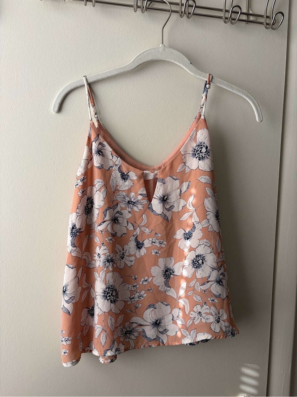 Lush Peach Floral V-Notch Spaghetti-Strap Camisole